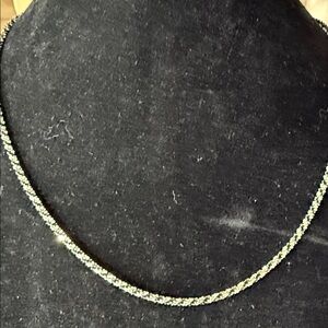 Elegant 925 Sterling Silver & black rope necklace..20”